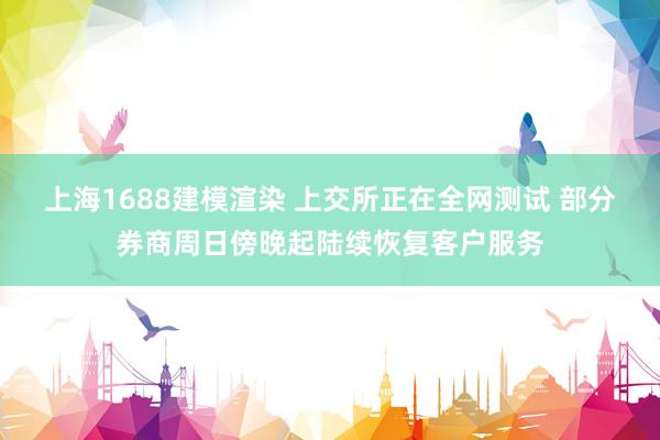 上海1688建模渲染 上交所正在全网测试 部分券商周日傍晚起陆续恢复客户服务