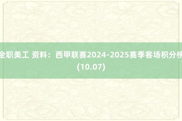 全职美工 资料：西甲联赛2024-2025赛季客场积分榜(10.07)